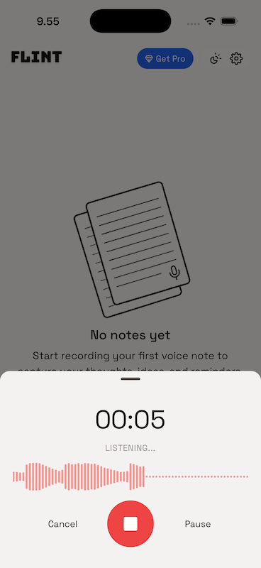 Flint recording screen
